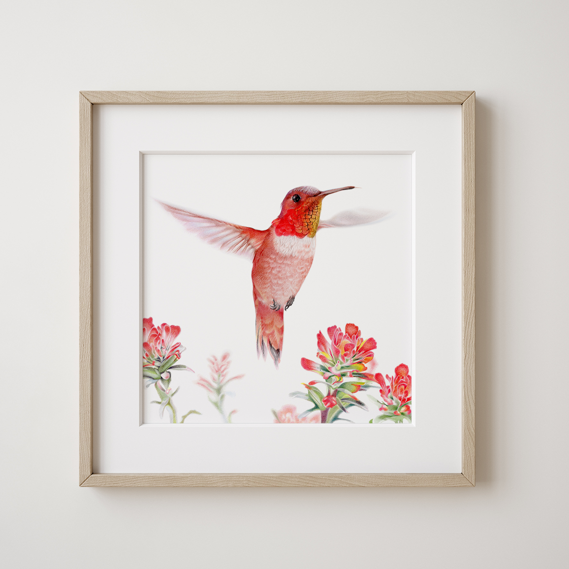 Art Print | Humming Along | 12" x 12" (frame/matboard not included)